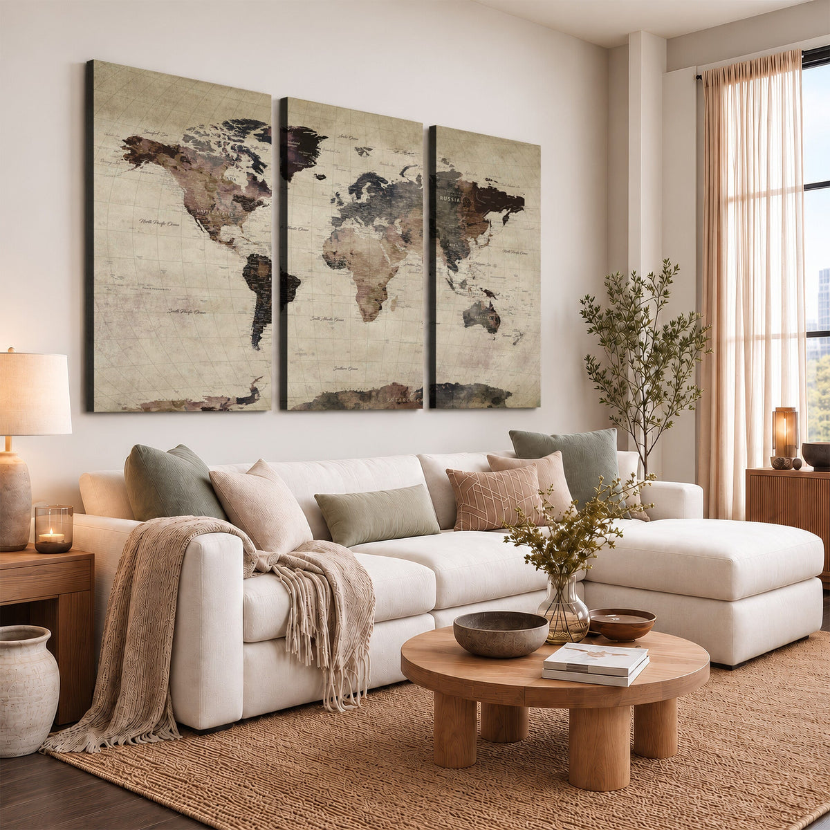 World Map Canvas Print, Detailed Map of the World, Adventure Gift for Couples and Anniversaries