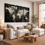 Vintage World Map Wall Art Canvas Print | Framed Large Map Wall Art