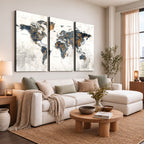 World Map Wall Art Canvas Print for Office Wall Decor