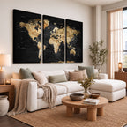 World Map Canvas Wall Art with Famous Landmarks | Framed Travel Map