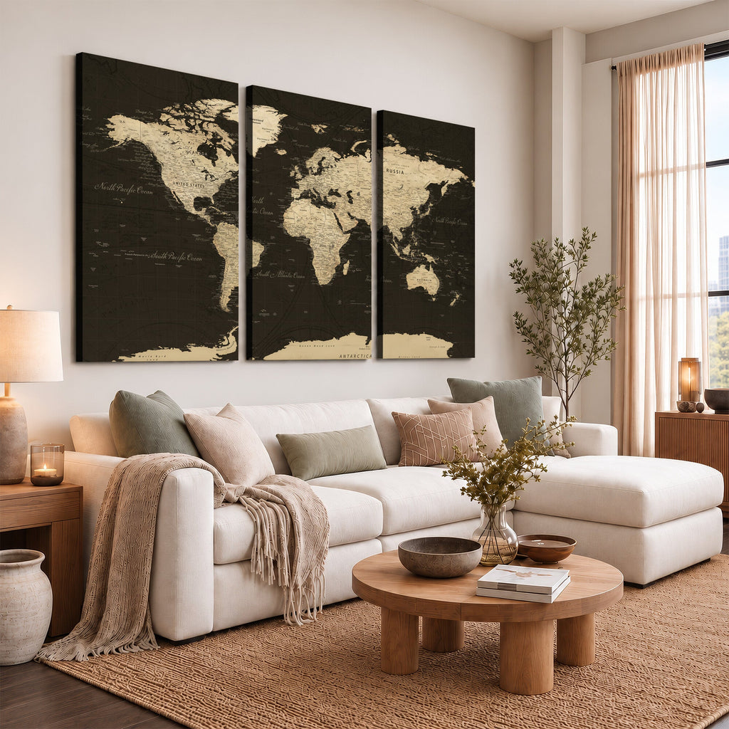 World Map Canvas Print | Framed World Map Wall Art for Couples