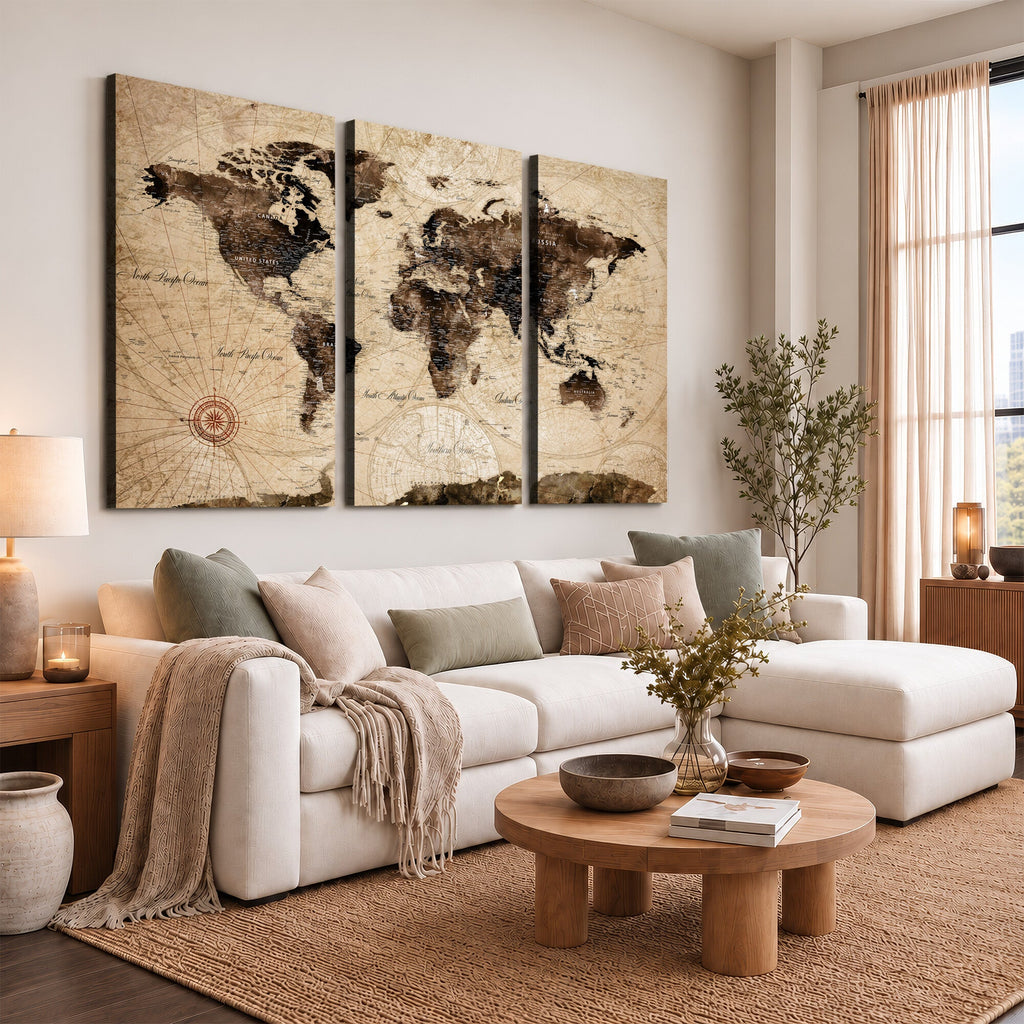 World Map Wall Art Canvas Print