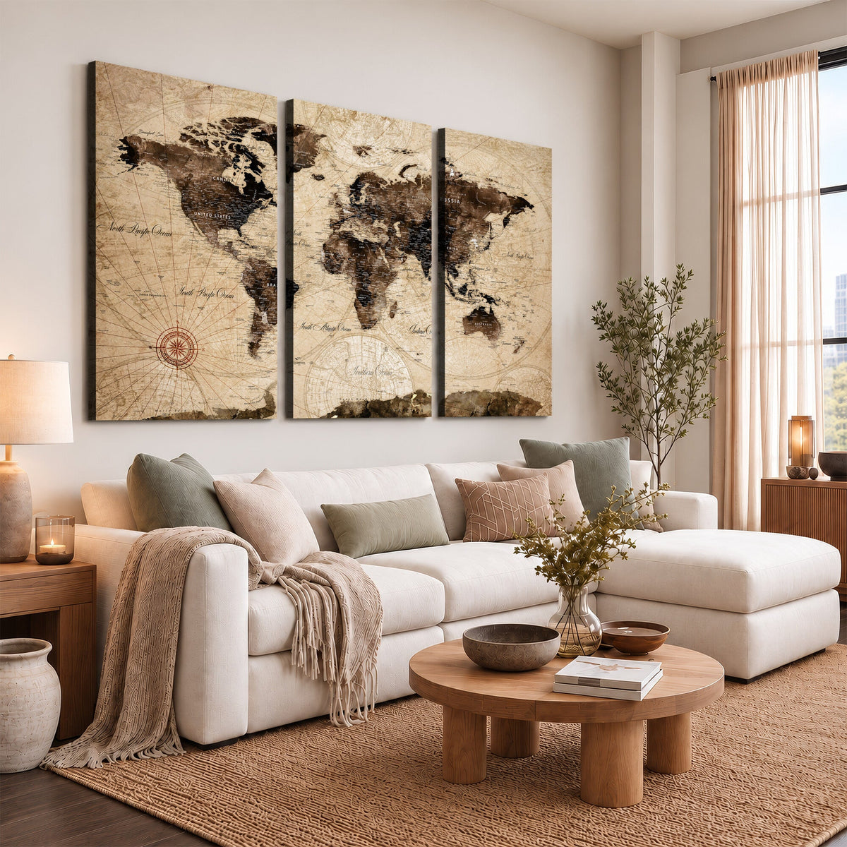 World Map Wall Art Canvas Print