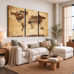 Modern Red and Gray World Map Canvas Print | Framed Wall Art