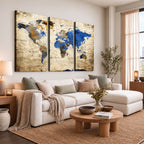 World Map Canvas Print | Colorful Abstract Travel Map, Framed Wall Art