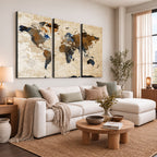World Map Canvas Art Print | Framed Travel Map Wall Art