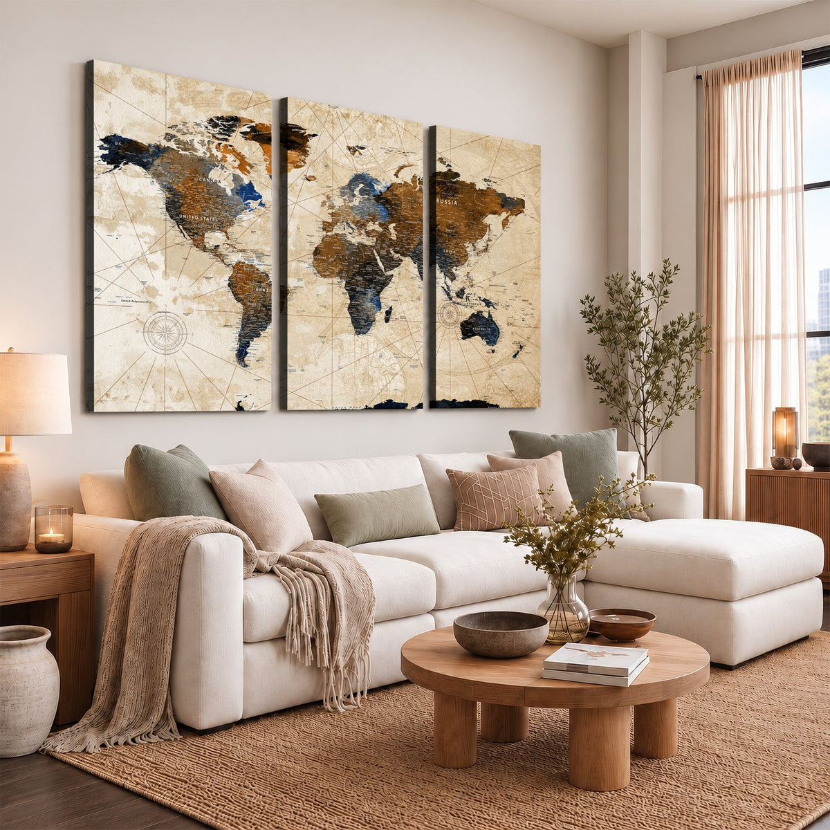World Map Canvas Art Print | Framed Travel Map Wall Art