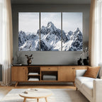 Snowy Mountain Range Canvas Print, Alpine Peaks Landscape Wall Art