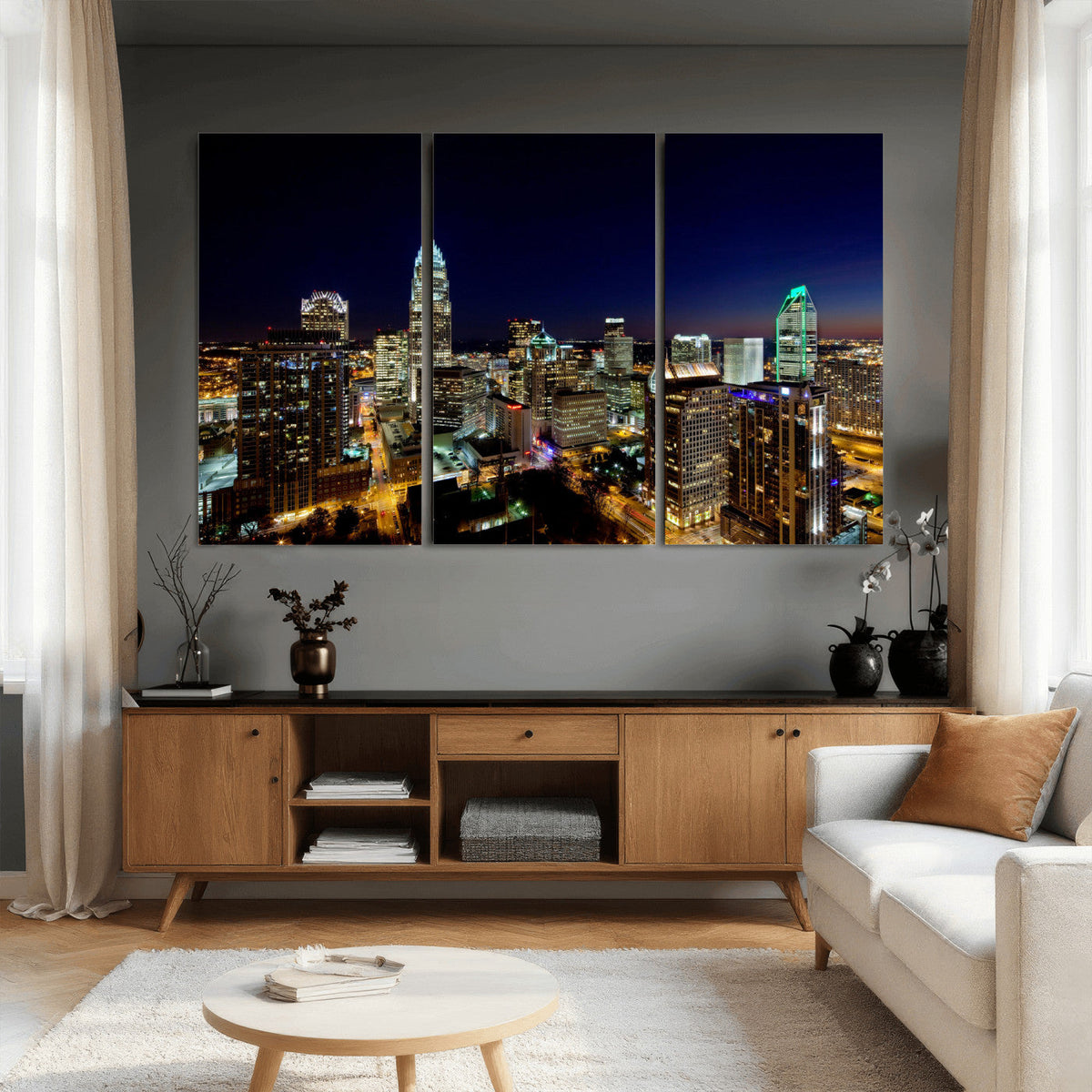 Atlanta Skyline Wall Art Canvas Print | Modern Cityscape