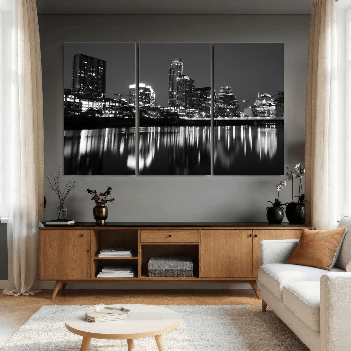 Austin Skyline Wall Art Canvas Print, Austin Downtown Night Cityscape