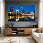 Austin Skyline Wall Art Canvas Print, Austin Downtown Night Cityscape
