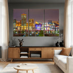 Baltimore Skyline Wall Art Canvas Print, Baltimore Downtown Night Cityscape