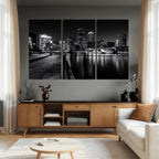Boston Wall Art Canvas Print, Boston City Downtown Night Cityscape