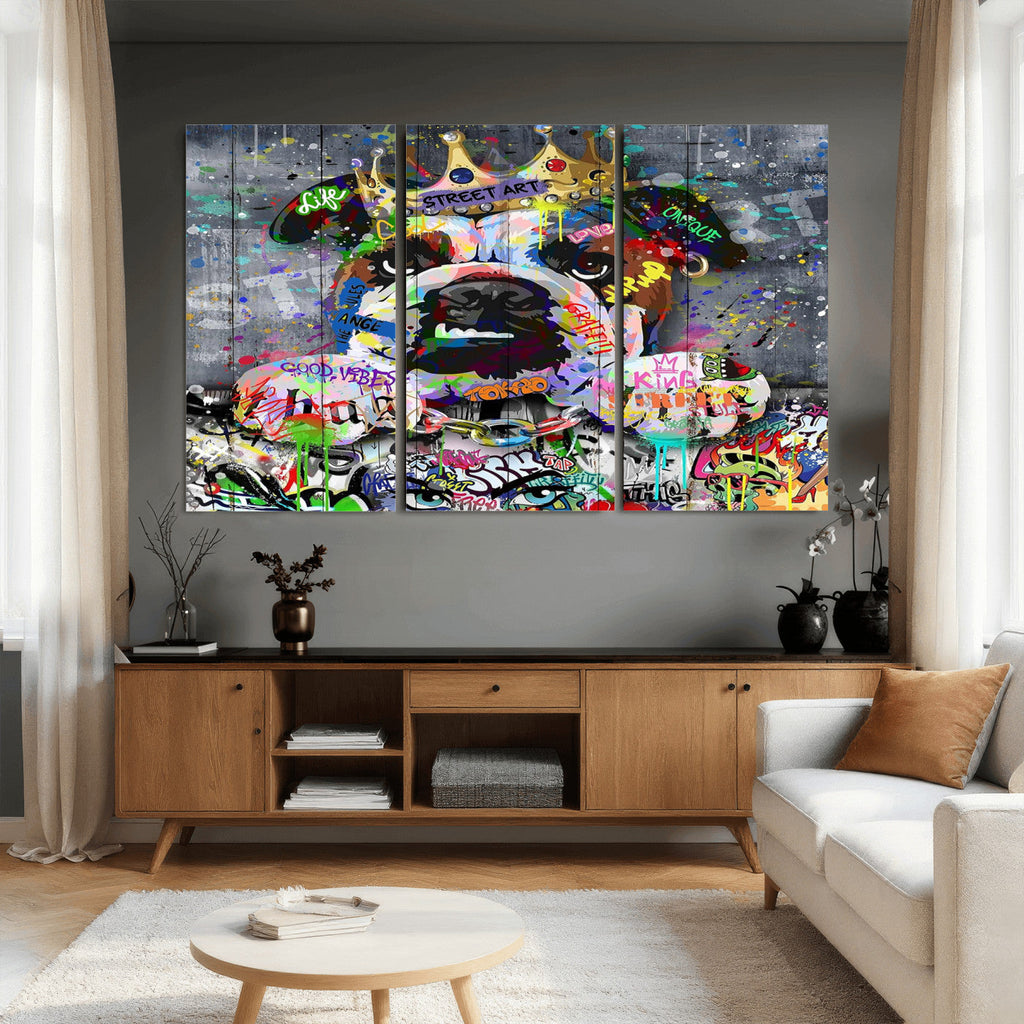 Graffiti Dog Wall Art Decor for Teen Bedroom | Abstract Graffiti Animal Canvas