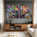 Graffiti Football Helmets Wall Art Canvas Print, Urban Street Art