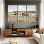 Texas Longhorn Cattle Wall Art Canvas Print, Western Ranch Landscape Decor