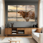 Texas Longhorn Wall Art Canvas Print, Western Ranch Bull Photography