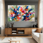 Geometric Abstract Wall Art Canvas Print, Orange Blue