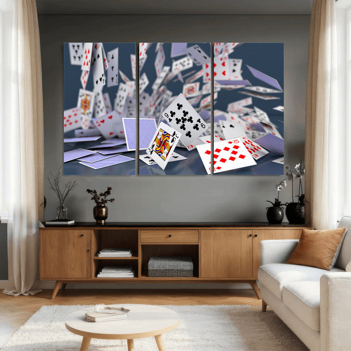 Playing Cards Canvas Wall Art | Casino Game Room Decor