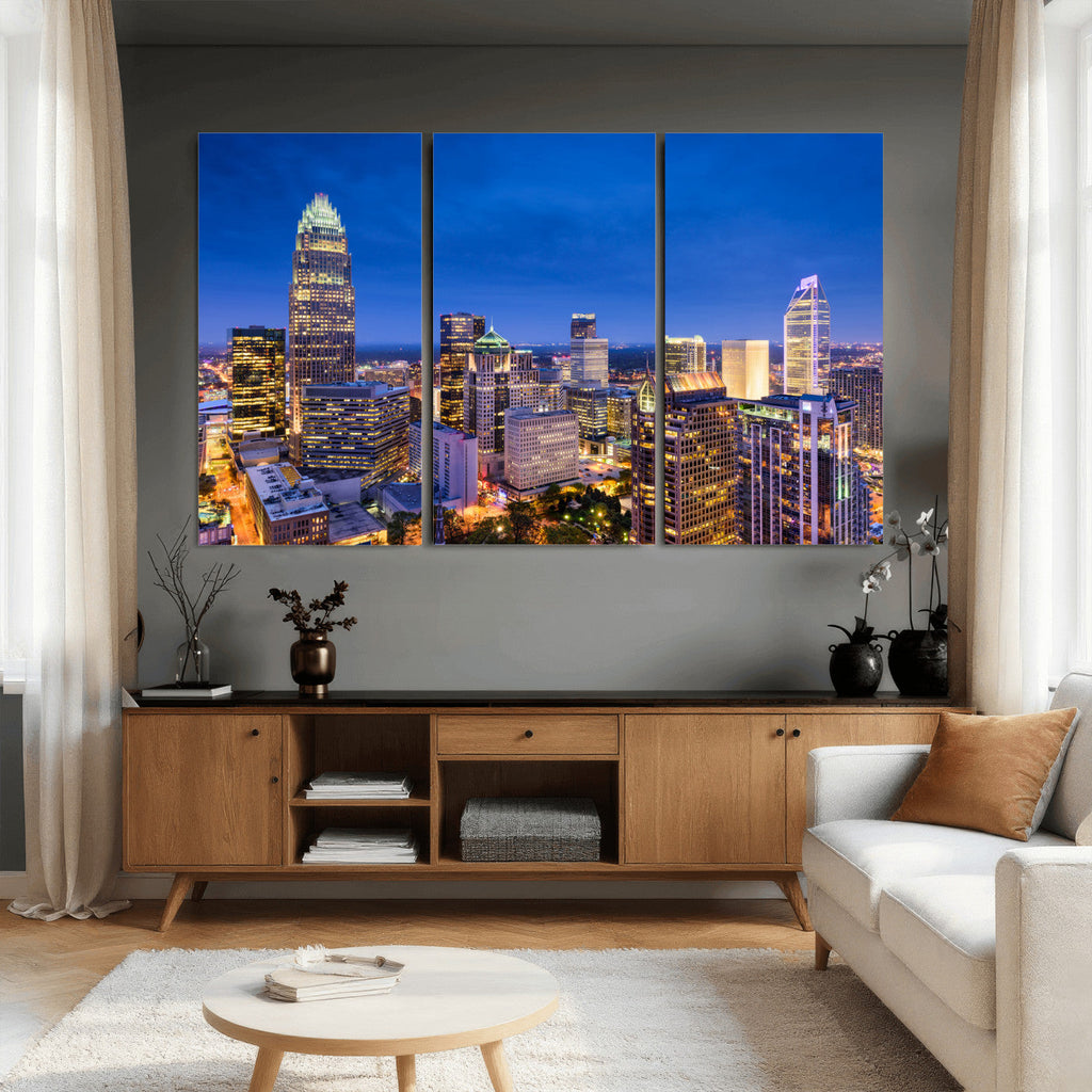 Charlotte Skyline Canvas Wall Art Print | North Carolina Cityscape