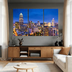 Charlotte Skyline Canvas Wall Art Print | North Carolina Cityscape