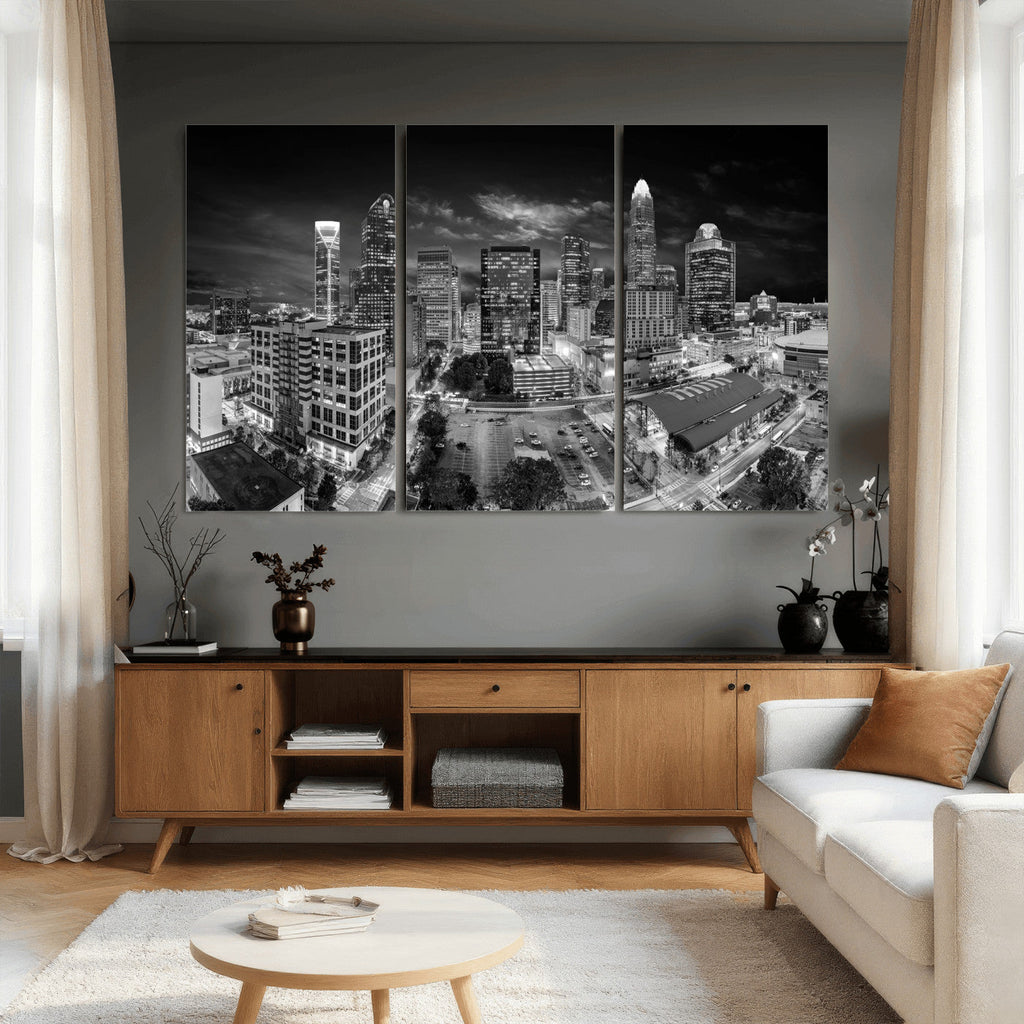 Charlotte Skyline Canvas Wall Art Print | North Carolina Cityscape