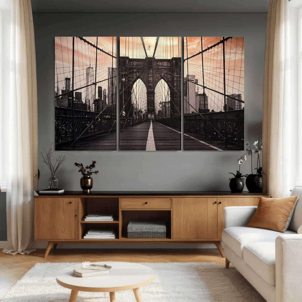 Brooklyn Bridge Canvas Wall Art, New York City Skyline Photography