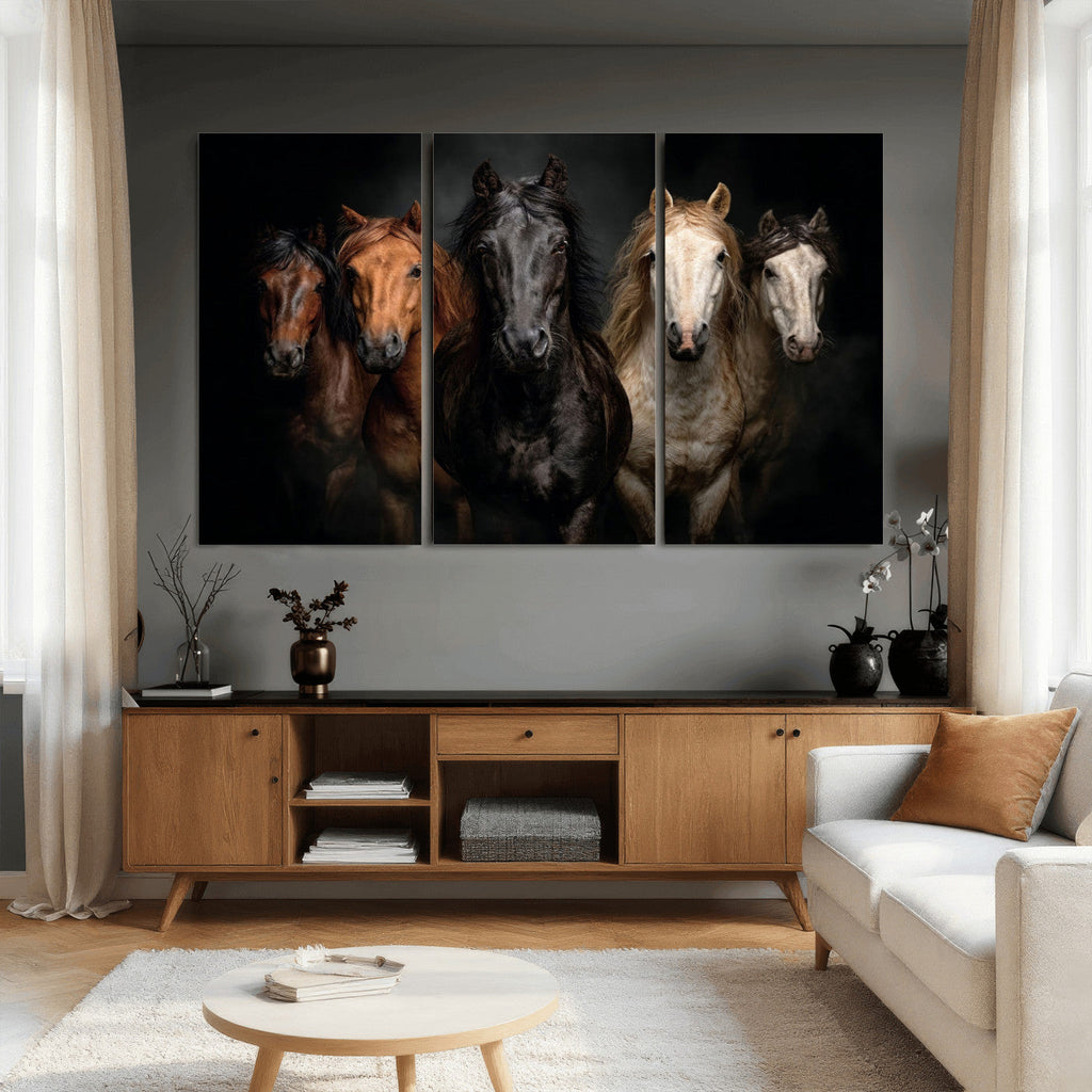 Horse Wall Art Canvas Print, Wild Horses Portrait Photography, Rustic Ranch Decor