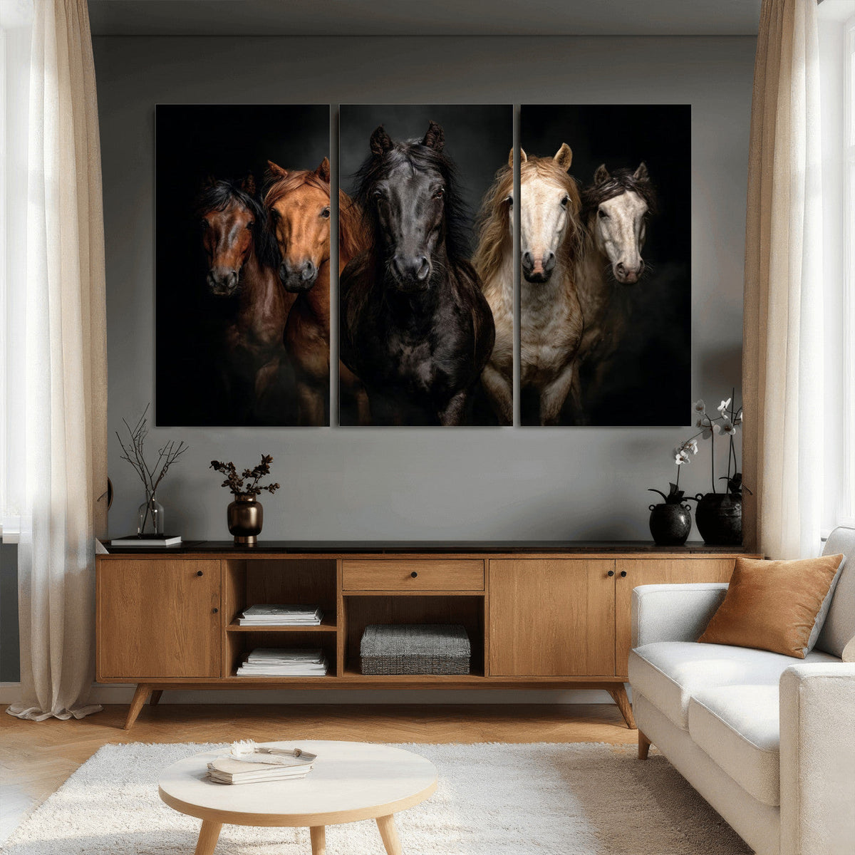 Horse Wall Art Canvas Print, Wild Horses Portrait Photography, Rustic Ranch Decor