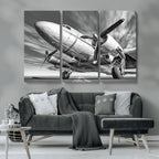Vintage Airplane on Runway Canvas Print