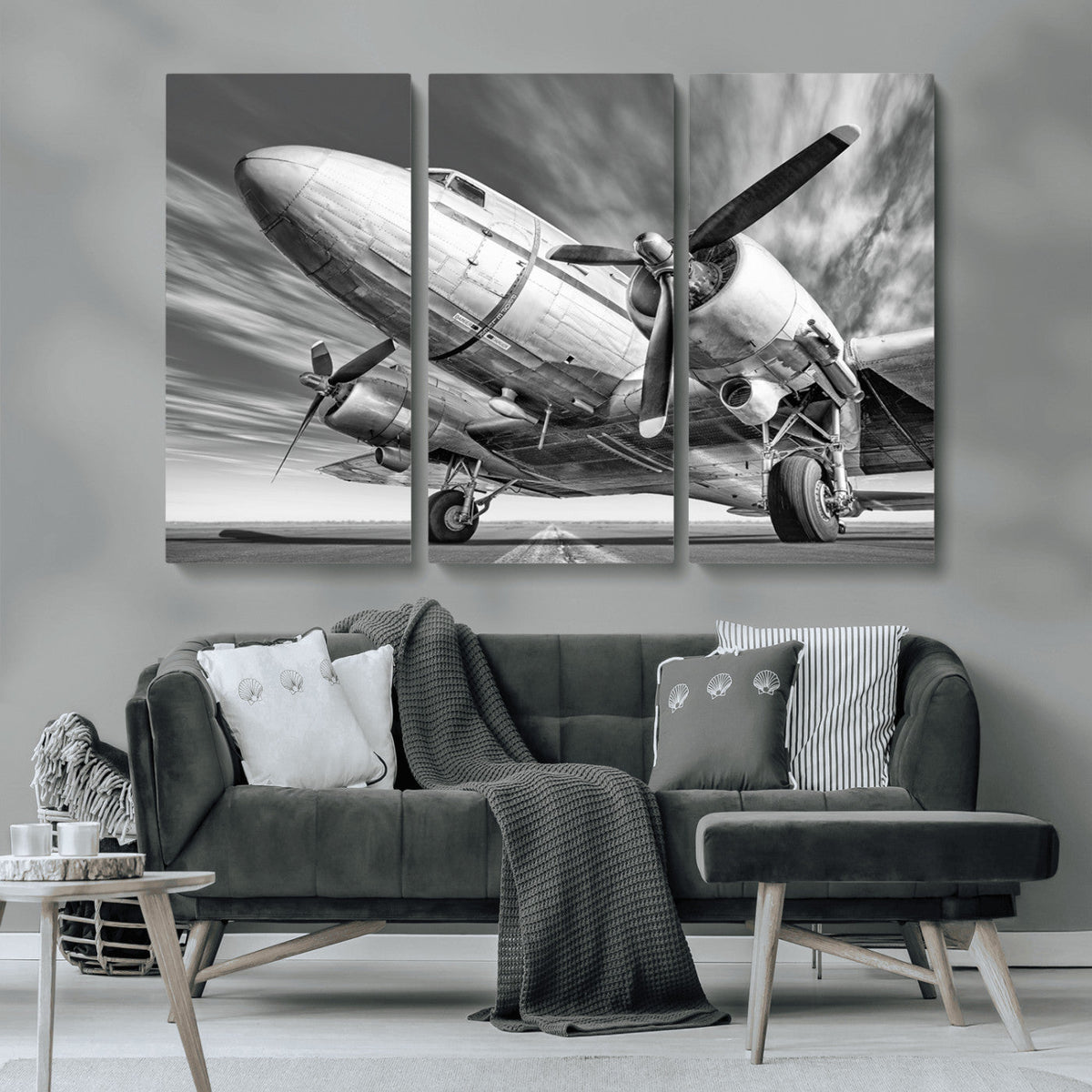 Vintage Airplane on Runway Canvas Print