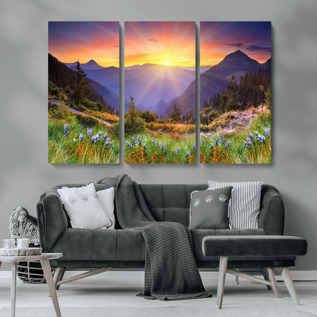 Mountain and Spring Wall Art Canvas Print