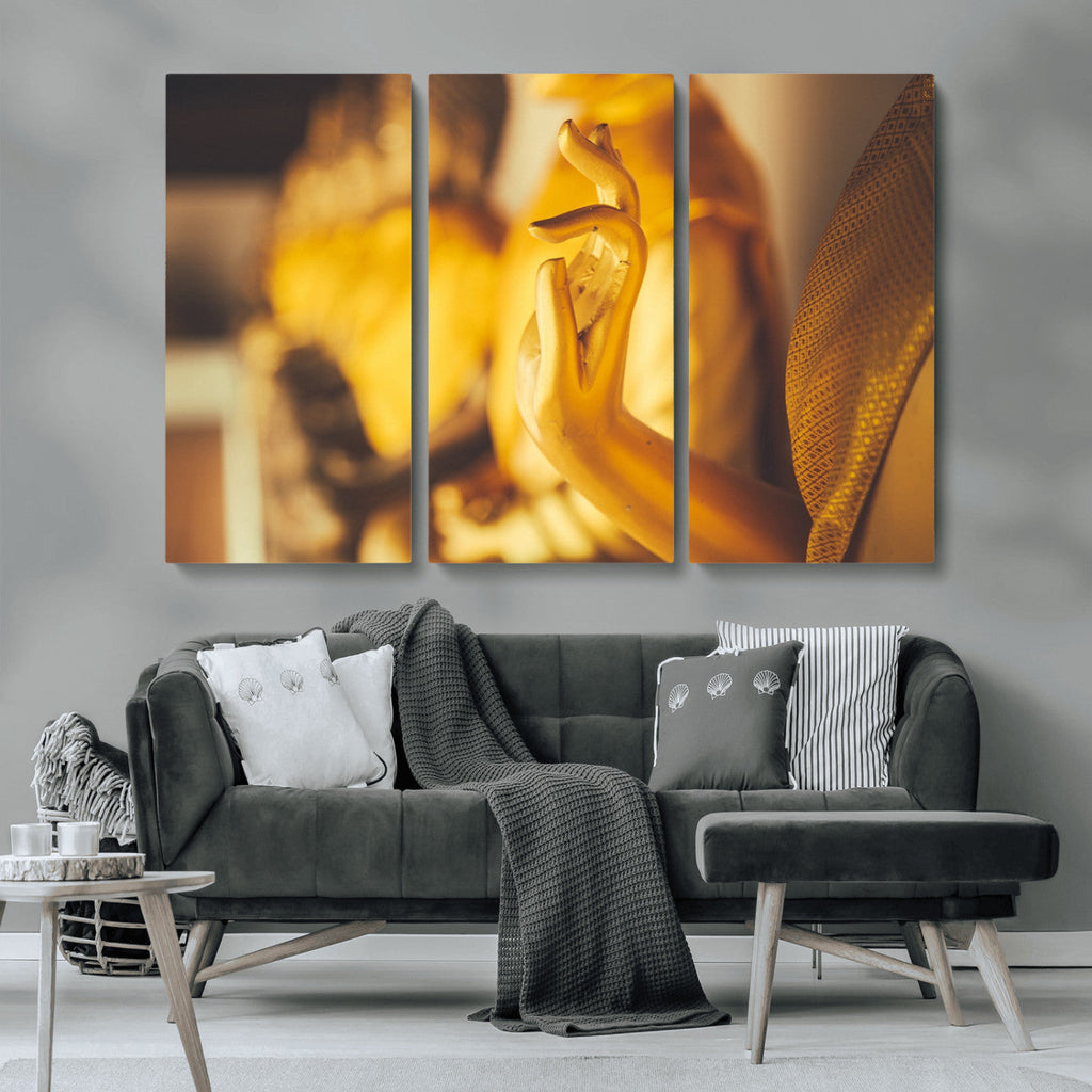 Gold Buddha Statue Hands Wall Art Canvas Print