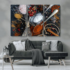 Spices and Seasonings Canvas Wall Art | Colorful Triptych Kitchen Decor