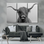 Texas Cow Wall Art Canvas, Texas Longhorn Cattle Canvas Print