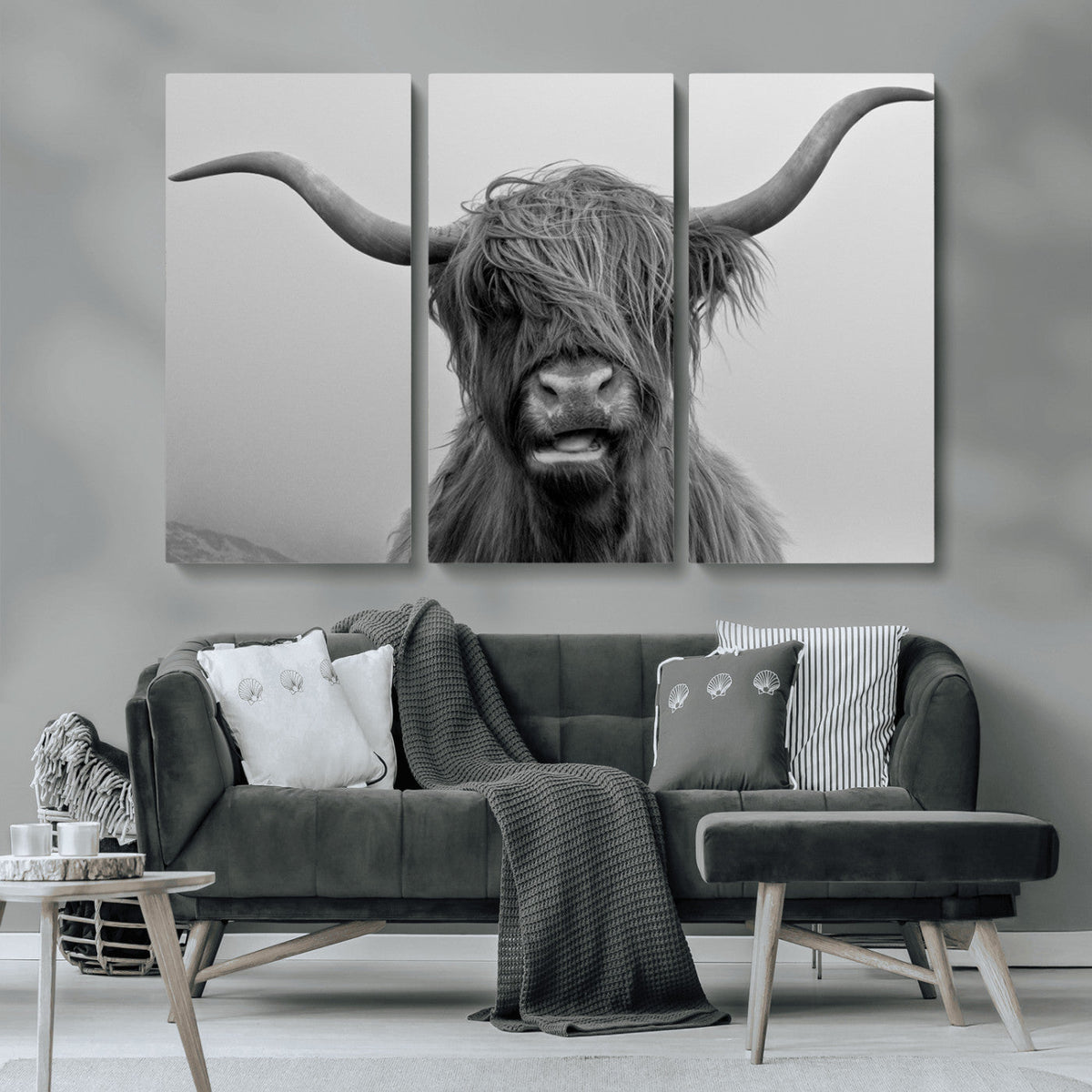 Texas Cow Wall Art Canvas, Texas Longhorn Cattle Canvas Print