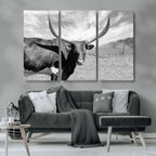 Longhorn Wall Art Canvas Print, Framed Ranch Wall Art Canvas Print