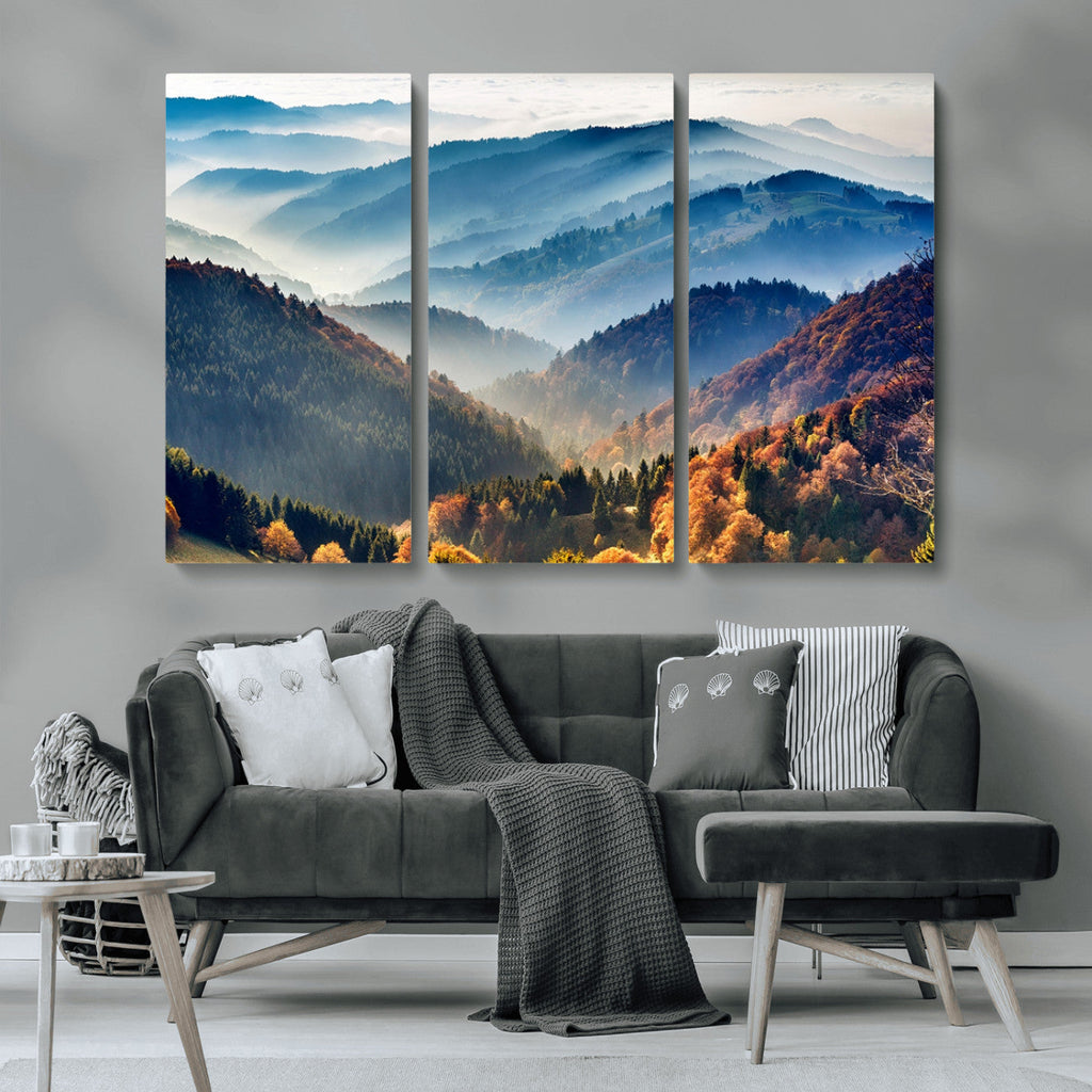 Mountains Forest Autumn Wall Art Canvas Print