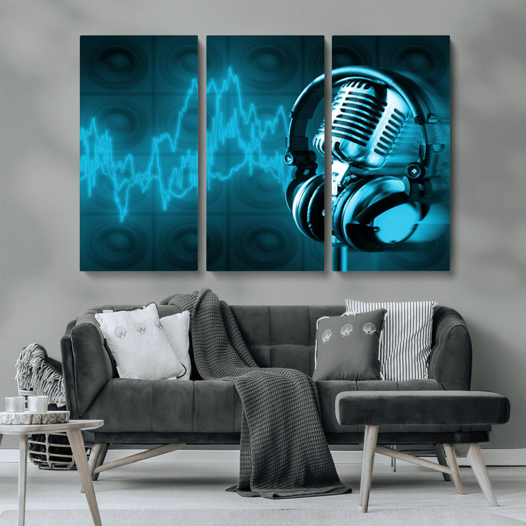 Music and Microphone Wall Art Canvas Print