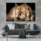 Lion and Lioness Wall Art Canvas Print | African Wildlife Animal Art