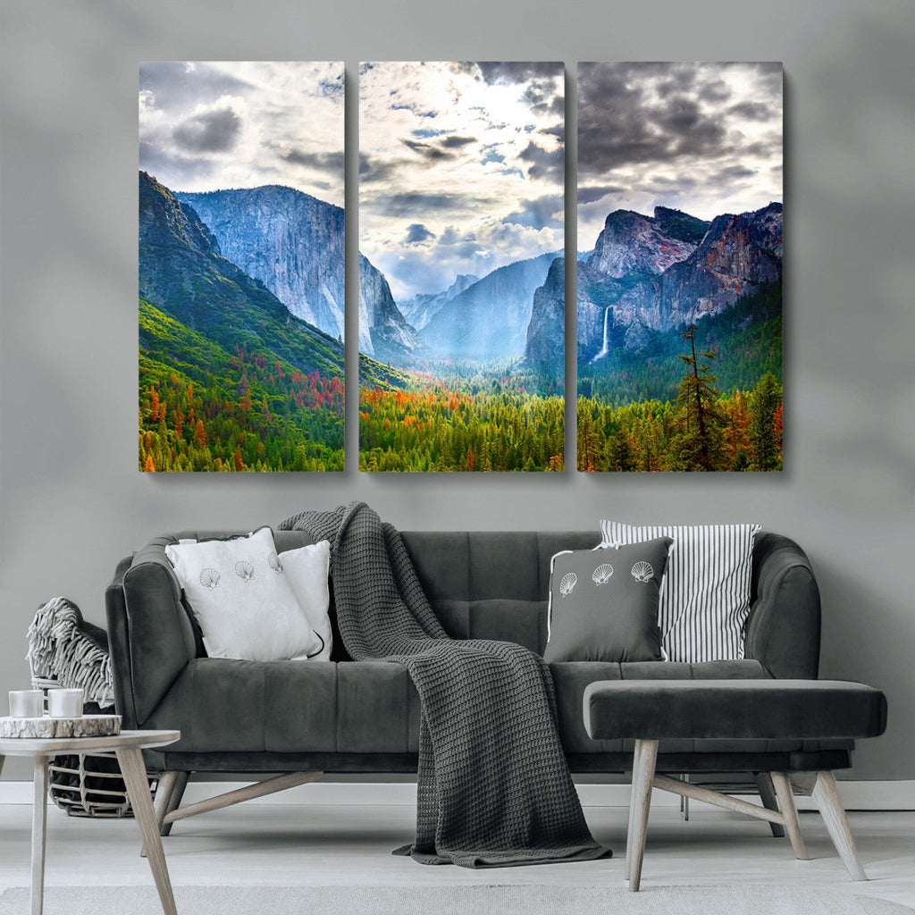 Yosemite Park Half Dome 3 Panel Canvas Print | Large Giclée Landscape Wall Art