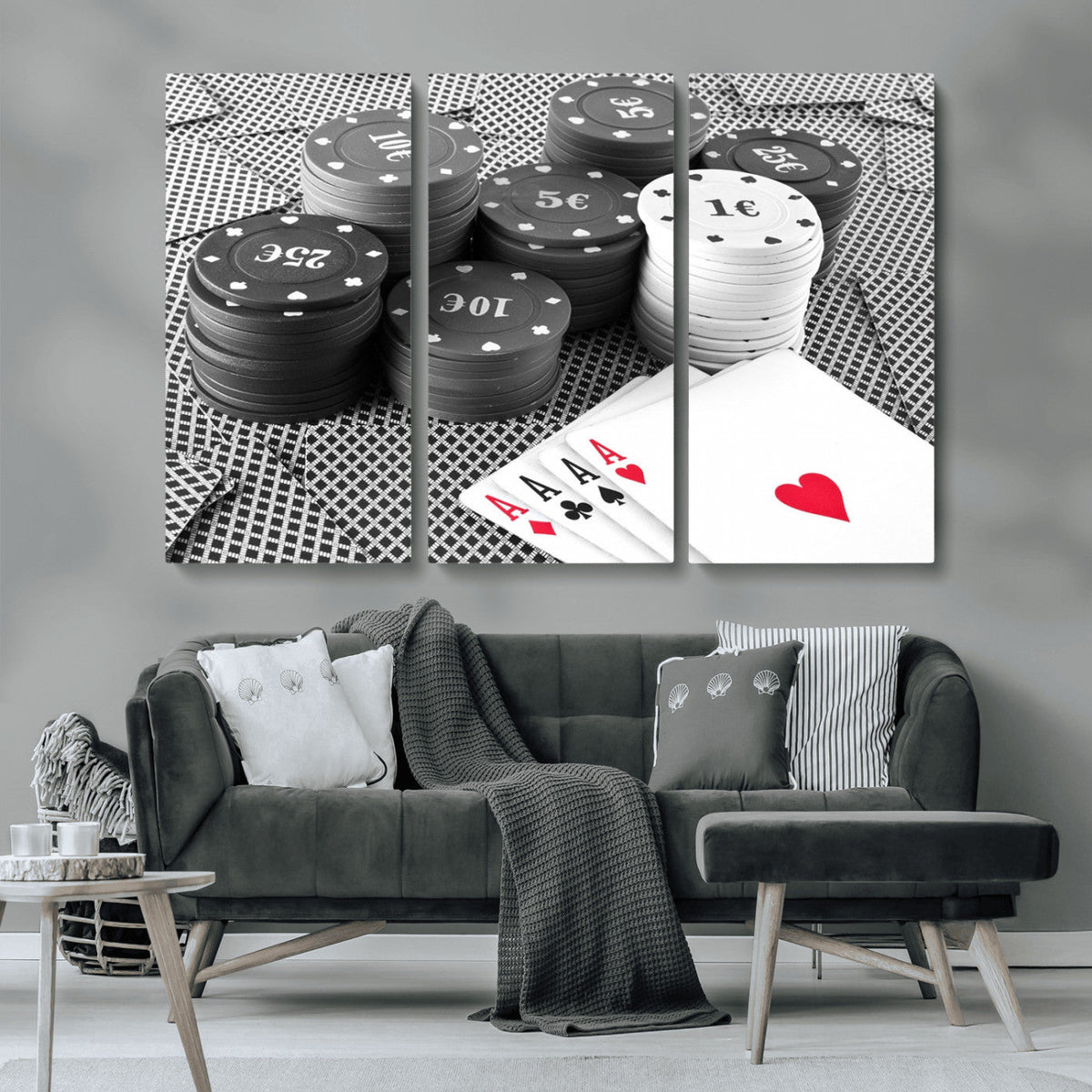 Poker Game Cards Wall Art Canvas, Multi Panel Wall Art