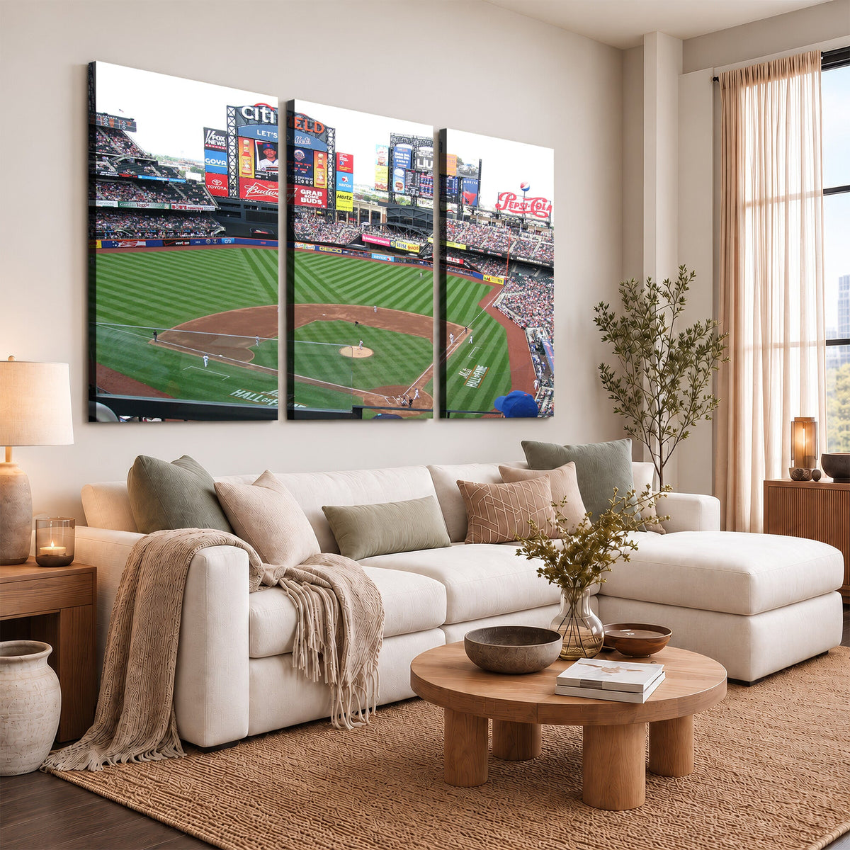 New York Mets Baseball Team Print, Citi Field Baseball Stadium Wall Art