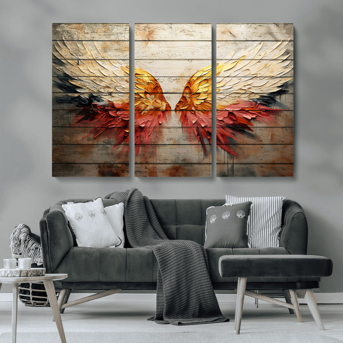 Abstract Angel Wings Canvas Wall Art, Modern Angelic Wings Decor, Framed and Ready to Hang