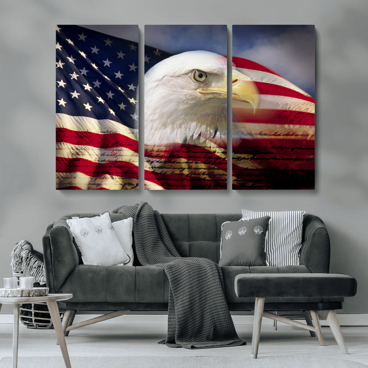 American Flag Eagle Symbol Wall Art Canvas Print, Patriotic American Flag Eagle Wall Art