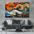 Abstract Wave Wall Art, Ready to Hang Framed Canvas Print | Extra Large 3 Piece Canvas Wall Art