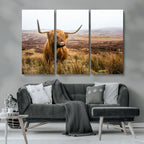 Scottish Highland Cow Canvas Wall Art, Rustic Farmhouse Decor