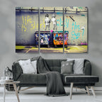 Banksy Life is Short Wall Art, Iconic Graffiti Street Art Canvas Print
