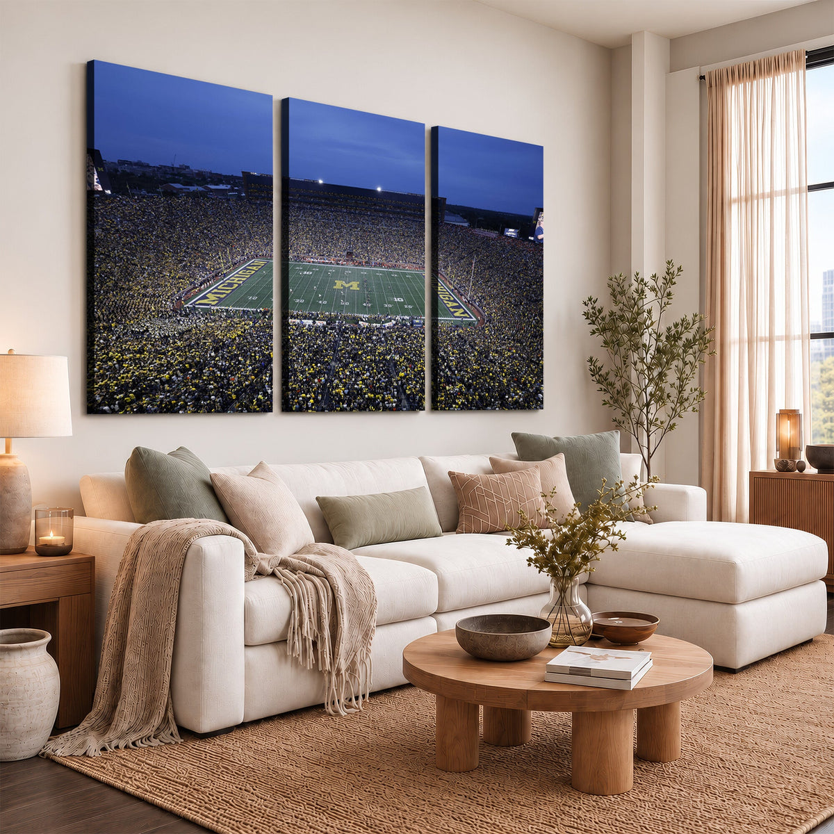 University of Michigan Wolverines Football Team Print, Ann Arbor, Home Bar Wall Decor