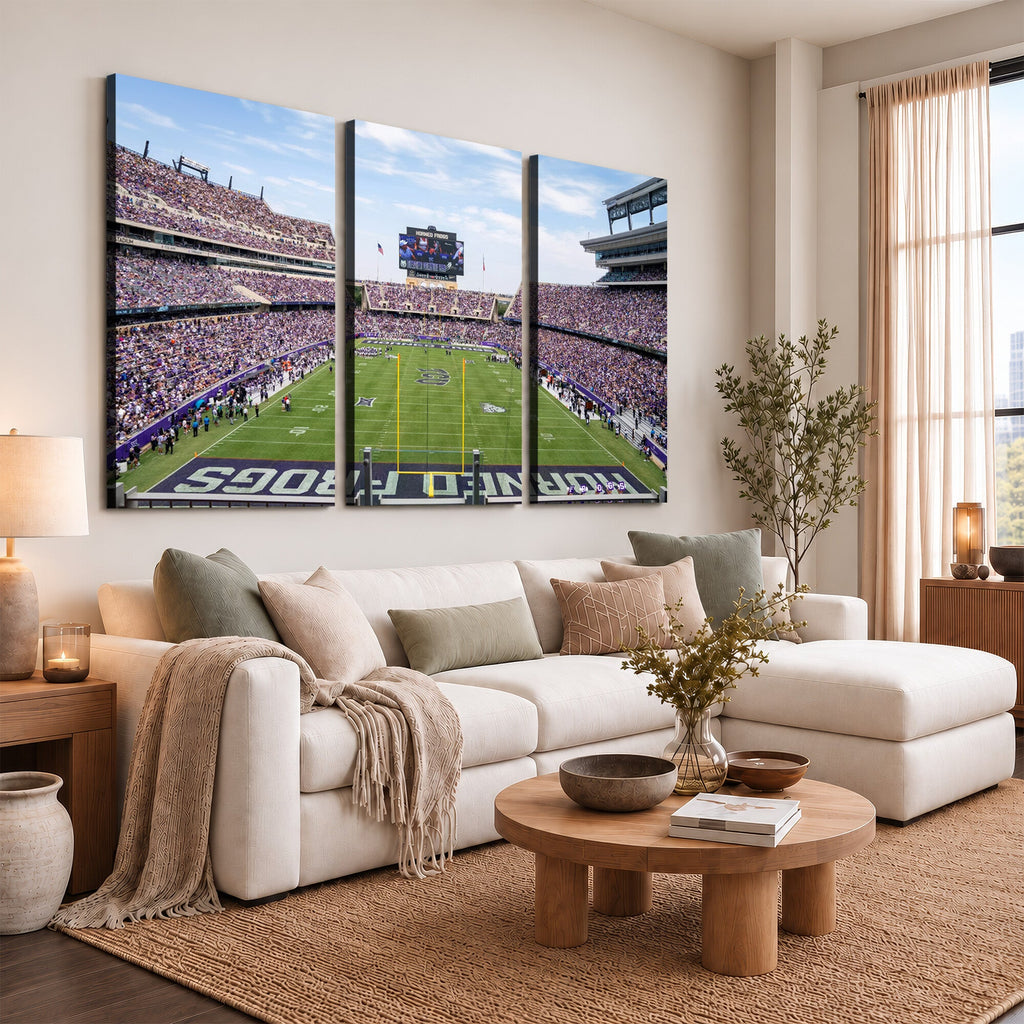 TCU Horned Frogs Football Team Print, Fort Worth Amon G. Carter Stadium, Framed and Ready to Hang